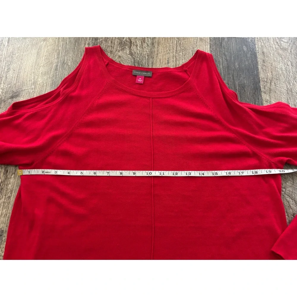 Vince Camuto Red Cold Shoulder‎ Sweater Long Sleeve Cotton Blend Medium